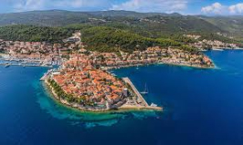 central-d-01 image  Korčula, aerial view of the old part with the pier
