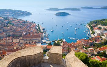 dalmatia-charter image  View of Hvar with harbor and bay